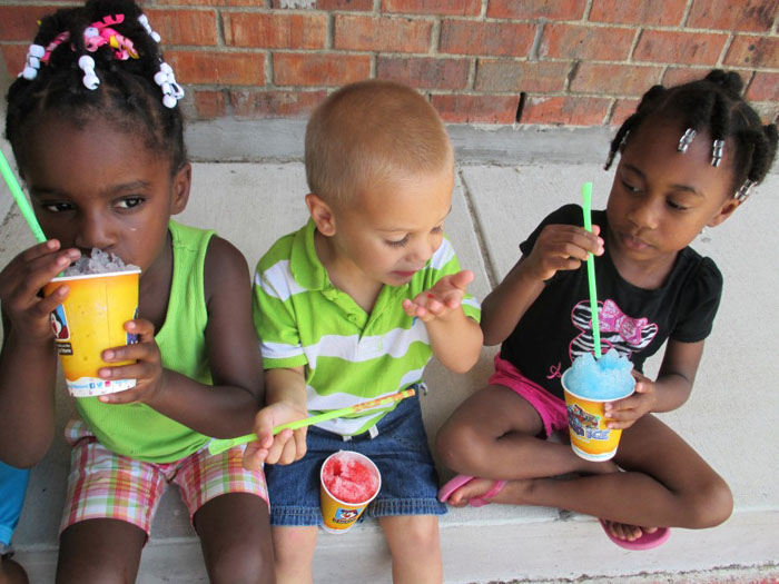 children drinking smoothies